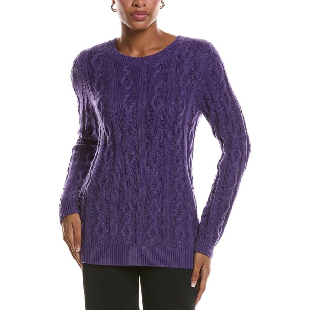 St. John Womens  Cable Knit Cashmere-Blend Sweater, Purple